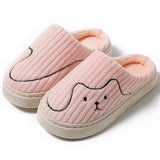 Striped Cat Slippers Indoor Couple Non-slip Floor Bedroom Slipper Winter Warm Plush House Shoes Women Men - Livefree