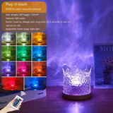 LED Water Ripple Ambient Night Light USB Rotating Projection Crystal Table Lamp RGB Dimmable Home Decoration 16 Color Gifts - Livefree