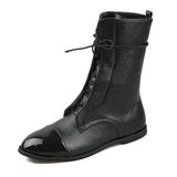 Martin Female Knee-high Black Motorcycle Handsome Chunky Heel - Livefree