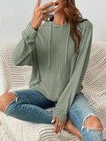 Fashion Drawstring Long-sleeved Hooded Sweatshirt With Pockets Solid Sunken Stripe Hoodie Knitwear Womens Clothing - Livefree