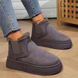 Winter Snow Boots Fashion Flat Thick-soled Cotton Shoes Round Toe Warm Plush Ankle Boot For Women - Livefree