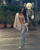 European And American Fashion Retro Hot Silver Loose Jeans