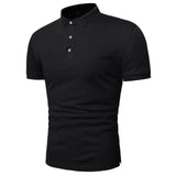 Men's Polo Shirt Lapel Short Sleeve Solid Color Top - Livefree