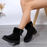 Warm Plush Boots Winter Fashion Side-Zipper Snow Boot For Women Outdoor Thickened Low-heelded Shoes - Livefree