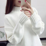 White Turtleneck Sweater Women's Pullover - Livefree