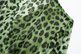 European And American Spring New Fashion Elegant V Neck Long Sleeve Animal Pattern Green Waist Dress For Women - Livefree