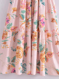 European and American New Fashion Sexy Sleeveless Hanging Neck Print Waist Pulling Dress Womens Long Dress - Livefree