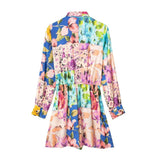 European and American Spring New Fashion Polo Long Sleeve Patchwork Printed Jumpsuit Shirt Style Dress - Livefree
