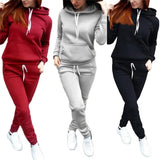 Solid Women Tracksuit Casual Hoodies Sweatshirt Pant Set Lounge Wear Sport Suit 2PCS Autumn Winter Clothes - Livefree