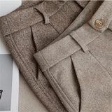 Woolen Pants Women's Harem Pencil Pants 2022 Autumn Winter High Waisted Casual Suit Pants Office Lady Women Trousers - Livefree