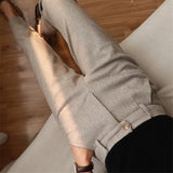 Woolen Pants Women's Harem Pencil Pants 2022 Autumn Winter High Waisted Casual Suit Pants Office Lady Women Trousers - Livefree