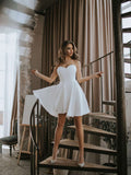 hen party dress white with Lace-up corset back detail on short white wedding dress — GLOWSYOU