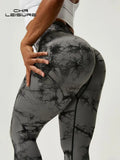 CHRLEISURE Tie Dye Push Up High Waist Leggings Stretch Athletic Women Sexy Pants Casual Seamless Gym Knitting Leggings Femme - Livefree