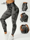 CHRLEISURE Tie Dye Push Up High Waist Leggings Stretch Athletic Women Sexy Pants Casual Seamless Gym Knitting Leggings Femme - Livefree