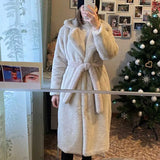 Winter Women High Quality Faux Rabbit Fur Coat Luxury Long Fur Coat Loose Lapel OverCoat Thick Warm Plus Size Female Plush Coats - Livefree