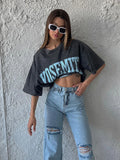 Hirsionsan Acid Washed T Shirt Women Vintage Cotton T-shirts Streetwear Soft Mineral Tees Girl Loose Luxury Brand Tops Y2k - Livefree