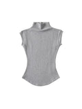 Women Summer Sexy Turtleneck Sleeveless T-Shirts Tops Solid Slim Fit Pullovers Causal Tees Shirts Female Streetwear Basics Tees - Livefree