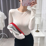 Shintimes Sexy Shirt Women T-Shirt Long Sleeve Korean Style Slim Basic Elasticity Tshirt Top Womens Clothing T Shirt Femme - Livefree