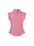 Women Summer Sexy Turtleneck Sleeveless T-Shirts Tops Solid Slim Fit Pullovers Causal Tees Shirts Female Streetwear Basics Tees - Livefree