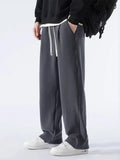 Winter Thick Fleece Warm Sweatpants Men Streetwear Wide-Leg Straight Loose Track Pants Male Casual Thermal Velvet Trousers - Livefree