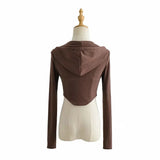 Hooded Sweatshirts Spring/autumn Zipper Cardigan Jacket Ultra-short Ins High Waist Exposed Navel Fishbone Corset To Show Chest - Livefree