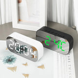 Led Digital Alarm Clock 5 Levels Adjustable Brightness Mirror Home Decor - Livefree