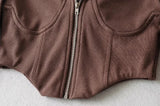 Hooded Sweatshirts Spring/autumn Zipper Cardigan Jacket Ultra-short Ins High Waist Exposed Navel Fishbone Corset To Show Chest - Livefree