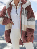 Winter Fashion Women's Coat New Casual Hooded Zipper Ladies Clothes Cashmere Women Jacket Stitching Plaid Ladies Coats - Livefree