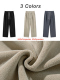 Winter Thick Fleece Warm Sweatpants Men Streetwear Wide-Leg Straight Loose Track Pants Male Casual Thermal Velvet Trousers - Livefree