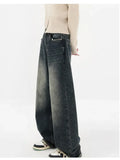 Harajuku Streetwear Retro Fashion Autumn Women High Waist Jeans Loose Wide Leg Straight Loose Denim Trousers Y2K Baggy Pants - Livefree