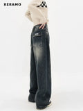 Harajuku Streetwear Retro Fashion Autumn Women High Waist Jeans Loose Wide Leg Straight Loose Denim Trousers Y2K Baggy Pants - Livefree