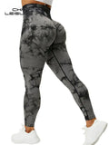 CHRLEISURE Tie Dye Push Up High Waist Leggings Stretch Athletic Women Sexy Pants Casual Seamless Gym Knitting Leggings Femme - Livefree