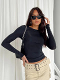 Women Casual Long Sleeve T-Shirts Spring Autumn Solid Slim Fit Pullovers Tees Shirts Female Streetwear Base Tees Tops  Casual - Livefree
