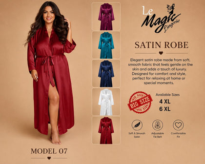 Le magic  Luxury Plus Size Satin Robe ( model 07 ) - Livefree