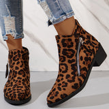 Women's Suede Rubber Cloth Fashion Boots Chunky Heel Booties - Livefree