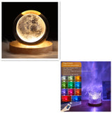 LED Water Ripple Ambient Night Light USB Rotating Projection Crystal Table Lamp RGB Dimmable Home Decoration 16 Color Gifts - Livefree