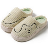 Striped Cat Slippers Indoor Couple Non-slip Floor Bedroom Slipper Winter Warm Plush House Shoes Women Men - Livefree
