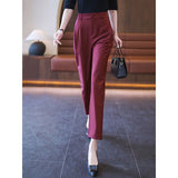 Casual High Waist Straight Suit Pants - Livefree