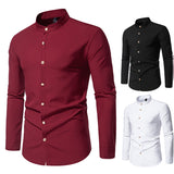 Men's Fashion Solid Color Party Shirt Metal Button Long Sleeve - Livefree