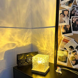 LED Water Ripple Ambient Night Light USB Rotating Projection Crystal Table Lamp RGB Dimmable Home Decoration 16 Color Gifts - Livefree