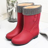 Fashion Velvet Padded Rain Boots Women Warm Knee-high Rain Boots - Livefree