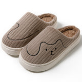 Striped Cat Slippers Indoor Couple Non-slip Floor Bedroom Slipper Winter Warm Plush House Shoes Women Men - Livefree
