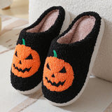 Halloween Pumpkin Cartoon Slippers Warm Winter Slippers Men And Women Couples Indoor House Shoes - Livefree