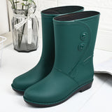 Fashion Velvet Padded Rain Boots Women Warm Knee-high Rain Boots - Livefree