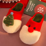 Winter Plush Slippers Christmas Cute Santa Claus And Christmas Tree Slipper Warm Anti-Slip House Shoes For Women - Livefree