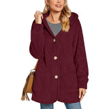 European And American Plush Hooded Button Pocket Cardigan Casual Coat - Livefree
