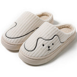 Striped Cat Slippers Indoor Couple Non-slip Floor Bedroom Slipper Winter Warm Plush House Shoes Women Men - Livefree