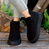 Winter Snow Boots Fashion Flat Thick-soled Cotton Shoes Round Toe Warm Plush Ankle Boot For Women - Livefree