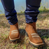 Vintage Suede Flat Heel Round Toe Martin Boots Men - Livefree