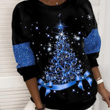 Christmas Tree Printing Personality Simple Long Sleeve Crew Neck Sweater - Livefree